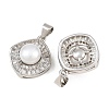 Brass Micro Pave Clear Cubic Zirconia Pendants KK-CBA6A75-43P-2