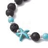 Synthetic Turquoise and Natural Lava Rock Beads Stretch Bracelets for Men Women BJEW-JB11824-01-4