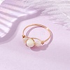 Round Natural Sea Shell Finger Rings RJEW-JR00847-01-1