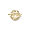 Brass Micro Pave Cubic Zirconia Flat Round Links Connector Charms KK-D431-081G-01-1