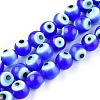 Handmade Evil Eye Lampwork Round Bead Strands X-LAMP-L055-6mm-14-1