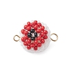 Halloween Glass Peal & Glass Seed Beaded Round Eye Links Connector Charms PALLOY-MZ00948-02-1