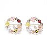 Flat Round with Butterfly Bee Flower Enamel Pin with Rhinestone X-JEWB-N007-070-1