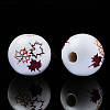 Autumn Theme Printed Natural Wood Beads WOOD-S057-090-3