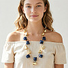 Resin & CCB Plastic Nuggets Double Layer Necklaces with Alloy Chains for Women WG8113C-01-1