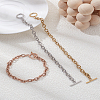 3Pcs 3 Colors Unisex 304 Stainless Steel Cable Chain Bracelets BJEW-LP0001-38-1