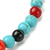 Synthetic Turquoise & Natural Black Onyx & Natural & Dyed Malaysia Jade & Natural Carnelian Stretch Bracelets BJEW-JB11474-01-4