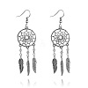 Woven Web Feather Alloy Dangle Earrings WGDF18F-02-2