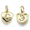 Brass Micro Pave Clear Cubic Zirconia Charms KK-N227-34C-NF-1