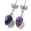 Natural Amethyst Teardrop Dowsing Pendulums G-K338-11P-05-2