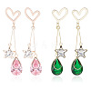 FIBLOOM 2 Pairs 2 Colors Rhinestone Star & Teardrop Dangle Stud Earrings EJEW-FI0001-24-1