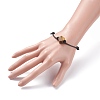 Natural Tiger Eye Heart Braided Cord Bracelet BJEW-JB07685-01-3