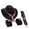 Wing Brass Crystal Rhinestone Pendant Necklaces & Stud Earrings & Link Bracelets & Rings Sets FS-WGB7F4A-01-1