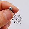 304 Stainless Steel Micro Pave Cubic Zirconia Belly Rings WGADED5-17-1