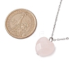 Natural Rose Quartz Faceted Heart Pendant Necklaces NJEW-JN05104-01-3