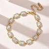 304 Stainless Steel Full Rhinestone Rectangle Link Chain Bracelets SA-CBABBEA-03G-2