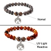 Natural Fluorescent Syenite Rock & Mixed Stone Round Bead Stretch Bracelets BJEW-JB11257-3