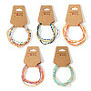 Boho Brass and Colorful Glass Seed Beaded Stretch Bracelet Set XU0240-3