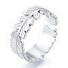 Non-Tarnish 304 Stainless Steel Leaf Cuff Rings RJEW-N038-126P-1