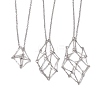 3Pcs 3 Styles 304 Stainless Steel Cable Chain Macrame Pouch Empty Stone Holder Necklace Making NJEW-JN04970-1