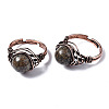 Adjustable Natural & Synthetic Gemstone Round Finger Rings RJEW-T020-01R-3