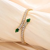 Snake Brass Pave Cubic Zirconia Link Chain Bracelets UA5889-3-1