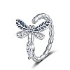 Dragonfly Brass Micro Pave Clear Cubic Zirconia Cuff Rings for Women RJEW-M016-02P-1