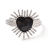 Black Cubic Zirconia Heart Sun Adjustable Ring RJEW-C028-03P-2