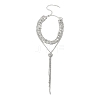 Brass Full Rhinestone Flat Round Tassel Y Necklaces for Women NJEW-M104-01S-02-2
