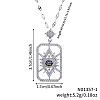 Elegant Brass Clear & Blue Cubic Zirconia Evil Eye Hollow Pendant Necklaces RK3263-1-2