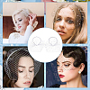 2Pcs 2 Styles Bridal Rhinestones Pearl Mesh Veil Cloth Hair Bands MRMJ-FG0001-16A-6