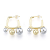 Two Tone Brass Round Ball Dangle Stud Earrings EJEW-N011-111-2