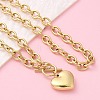 304 Stainless Steel Heart Pendant Cable Chain Necklaces for Women NJEW-C084-05G-4