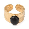 Oval Natural Black Agate Finger Rings RJEW-Z057-12G-05-2