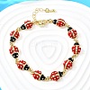 Brass Charm Bracelets for Women BJEW-C107-02G-1