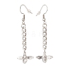 Curb Chains with Brass Charm Long Dangle Earrings EJEW-JE04963-02-2