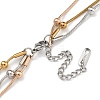 304 Stainless Steel Multi Layered Ball Snake Chain Necklaces NJEW-H043-07MC-3