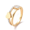 Crystal Rhinestone Heart Finger Ring RJEW-D120-03B-G-1