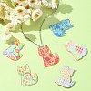 12Pcs 6 Styles Printed Transparent Acrylic Pendants MACR-CJ0001-47-6