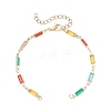 Brass Glass Rectangle Link Chain Bracelet Making AJEW-JB01399-2
