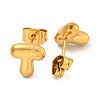 Chunk Letter 304 Stainless Steel Stud Earrings for Women EJEW-G386-01T-G-2