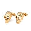 304 Stainless Steel Skull Stud Earrings EJEW-C163-01G-2