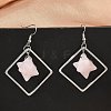 Rhombus Brass Dangle Earrings EJEW-D360-01P-02-1