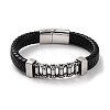 Men's Braided Black PU Leather Cord Bracelets BJEW-K243-28AS-1