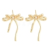 Bowknot Brass Pave Clear Cubic Zirconia Stud Earrings for Women EJEW-S216-02C-G-1