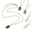 Natural Mixed Gemstone Pointed Faceted Bullet Copper Wire Wrapped Pendant Necklaces NJEW-JN05025-01-1