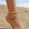 Brass Geometric Foot Chain Fashionable Oval Women's Anklets Unique Foot Jewelry QB4814-1-1