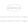 Faceted Cube Glass & ABS Plastic Imitation Pearl Beaded Chains CHS-G026-02KCG-02-2
