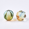 Two Tone Transparent Spray Painted Acrylic Corrugated Beads ACRP-T005-52-2