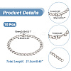 Unicraftale 10Pcs Unisex 304 Stainless Steel Curb Chain/Twisted Chain Bracelets Set STAS-UN0048-40-4